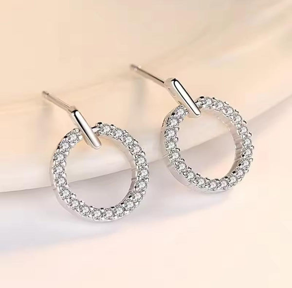 ZVT-168 Circle Zircon Korean Earrings
