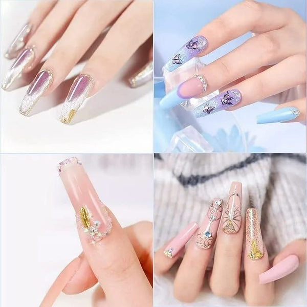 Multicolor 12 Pcs Stylish Artificial Nails Set